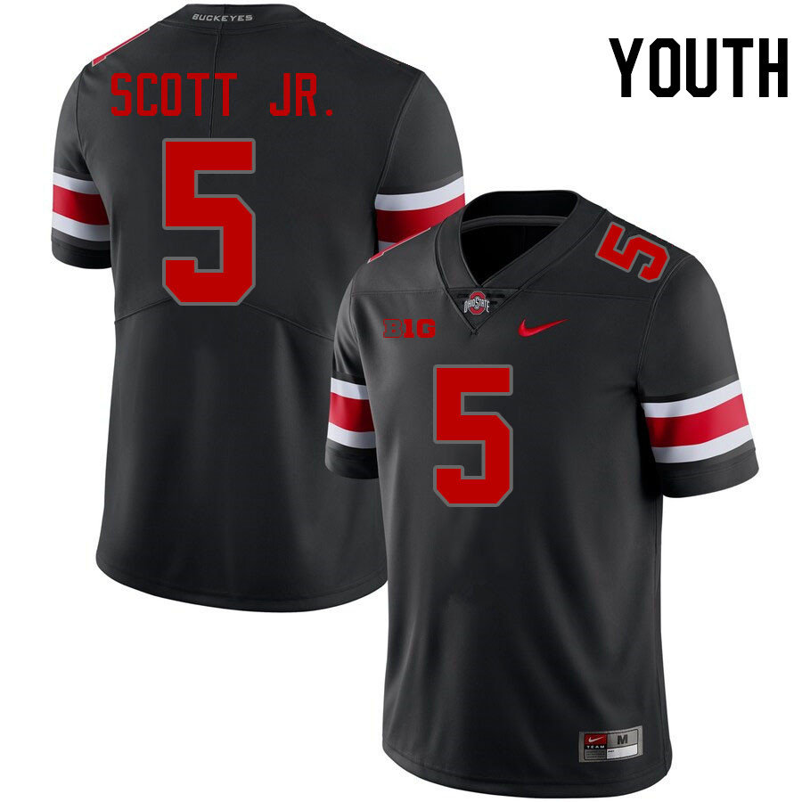 Youth #5 Aaron Scott Jr. Ohio State Buckeyes College Football Jerseys Stitched-Blackout